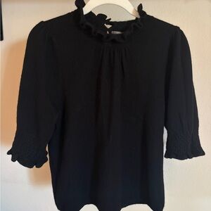 Anthropologie cashmere Black Ruffled Blouse
